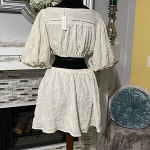 NWT Olivaceous linen blend side cutout dress M